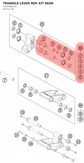 Diagram preview: TRIANGLE LEVER REP. KIT REAR (76504080100)