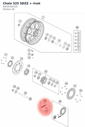 Diagram preview: Chain 525 SDZZ + rivet (60410165120)