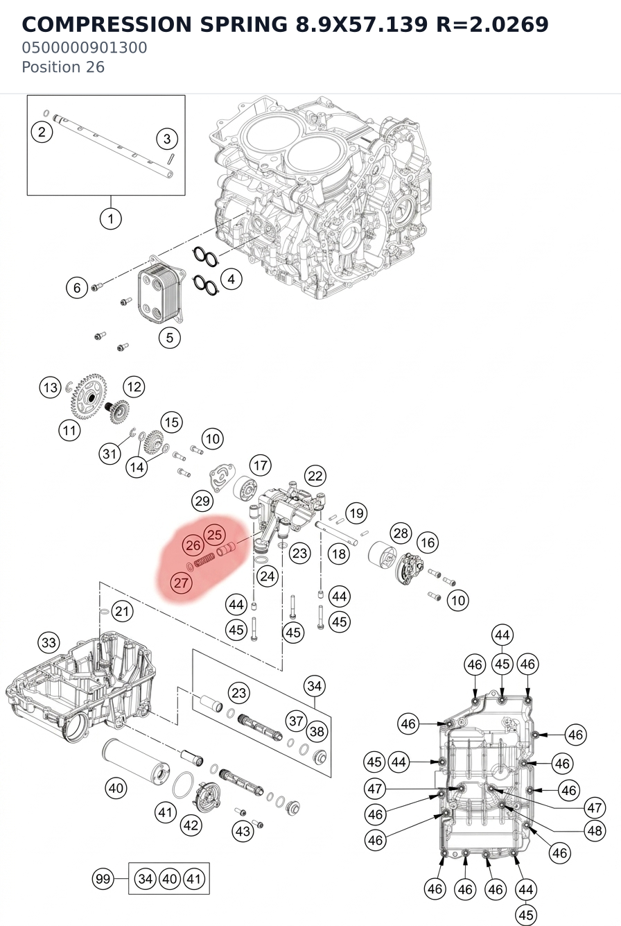 Diagram preview: COMPRESSION SPRING 8.9X57.139 R=2.0269 (0500000901300)