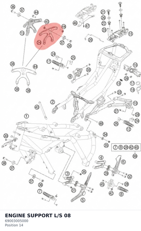 Diagram preview: ENGINE SUPPORT L/S          08 (69003005000)