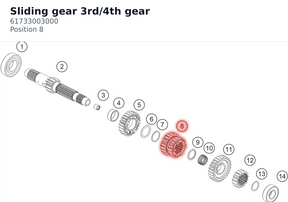 Diagram preview: Sliding gear 3rd/4th gear (61733003000)