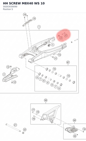 Diagram preview: HH SCREW M8X40           WS 10 (50203030090)
