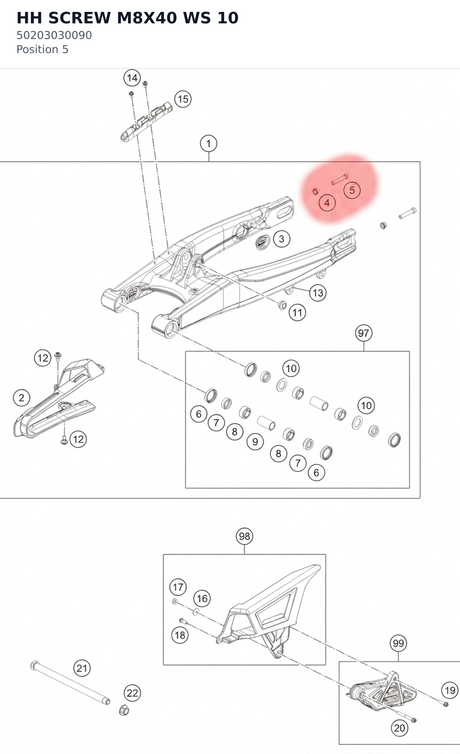 Diagram preview: HH SCREW M8X40           WS 10 (50203030090)
