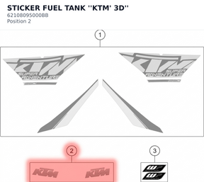 Diagram preview: STICKER FUEL TANK ''KTM' 3D'' (62108095000BB)