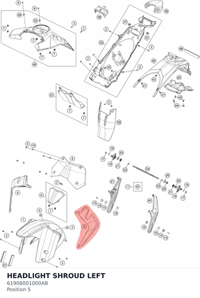 Diagram preview: HEADLIGHT SHROUD LEFT (61908001000AB)
