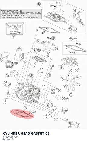 Diagram preview: CYLINDER HEAD GASKET        08 (61230036000)