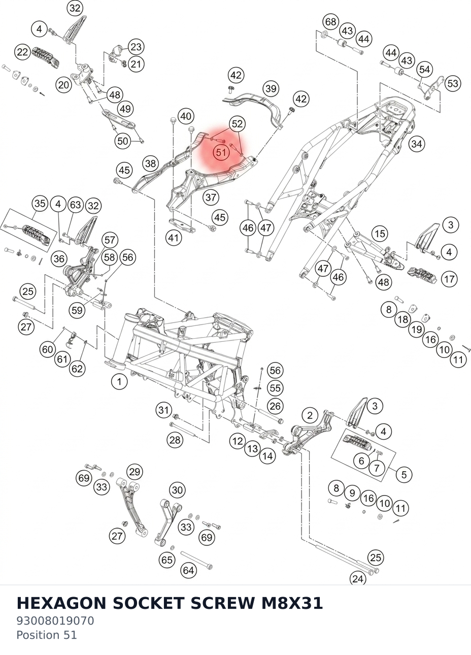 Diagram preview: HEXAGON SOCKET SCREW M8X31 (93008019070)