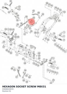 Diagram preview: HEXAGON SOCKET SCREW M8X31 (93008019070)