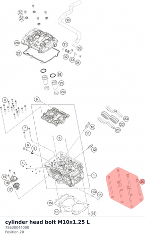 Diagram preview: cylinder head bolt M10x1.25 L (78630044000)