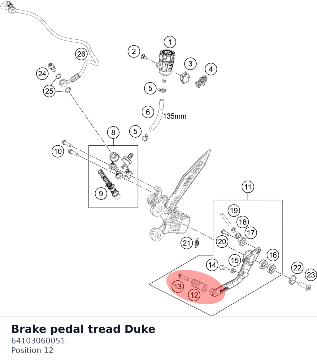 Diagram preview: Brake pedal tread Duke (64103060051)