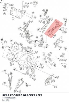 Diagram preview: REAR FOOTPEG BRACKET LEFT (7690304800001)