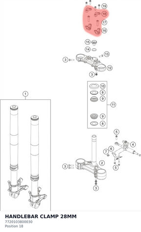 Diagram preview: HANDLEBAR CLAMP 28MM (7720103800030)