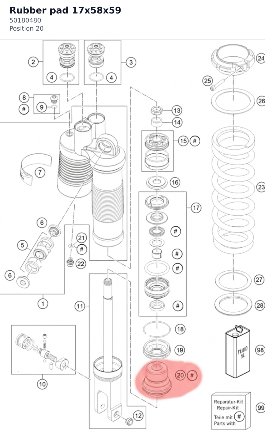 Diagram preview: Rubber pad 17x58x59 (50180480)
