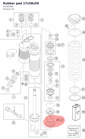 Diagram preview: Rubber pad 17x58x59 (50180480)