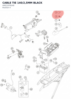 Diagram preview: CABLE TIE 140/2,5MM BLACK (44011076140)