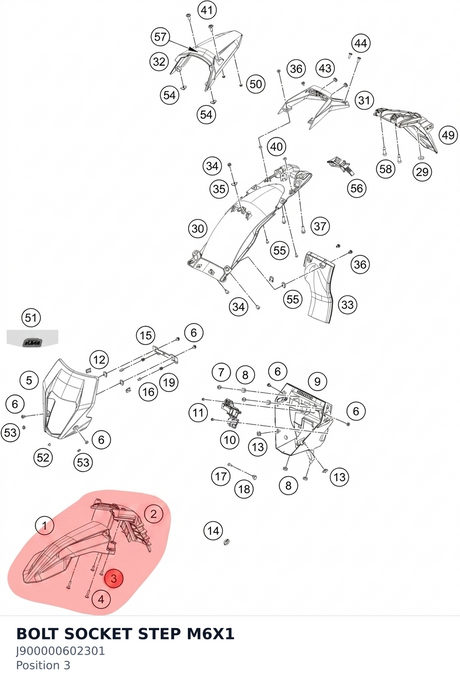 Diagram preview: BOLT SOCKET STEP M6X1 (J900000602301)