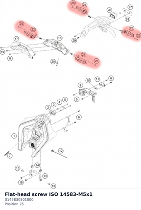 Diagram preview: Flat-head screw ISO 14583-M5x1 (0145830501800)