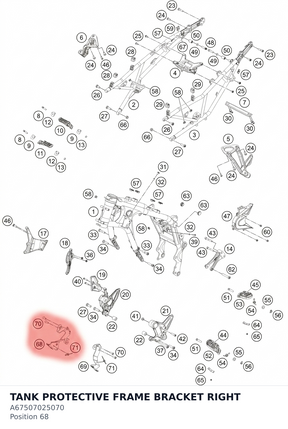 Diagram preview: TANK PROTECTIVE FRAME BRACKET RIGHT (A67507025070)