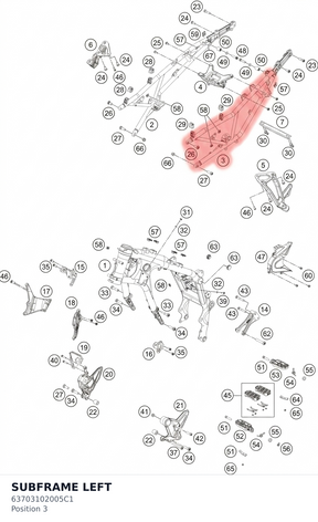 Diagram preview: SUBFRAME LEFT (63703102005C1)