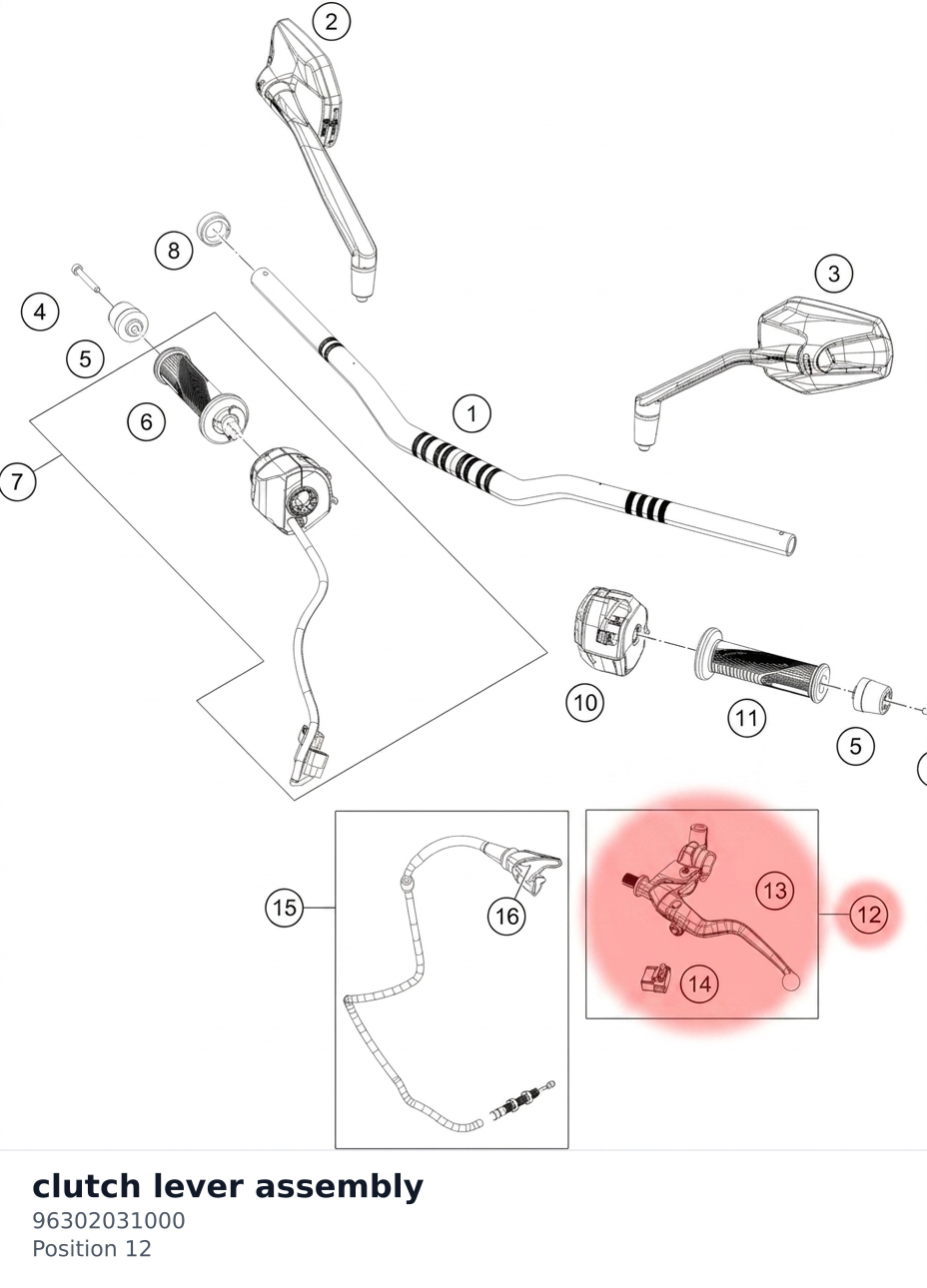 Diagram preview: clutch lever assembly (96302031000)