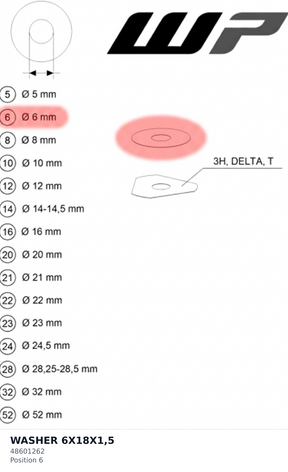Diagram preview: WASHER 6X18X1,5 (48601262)