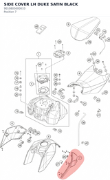 Diagram preview: SIDE COVER LH DUKE SATIN BLACK (9010805000033)