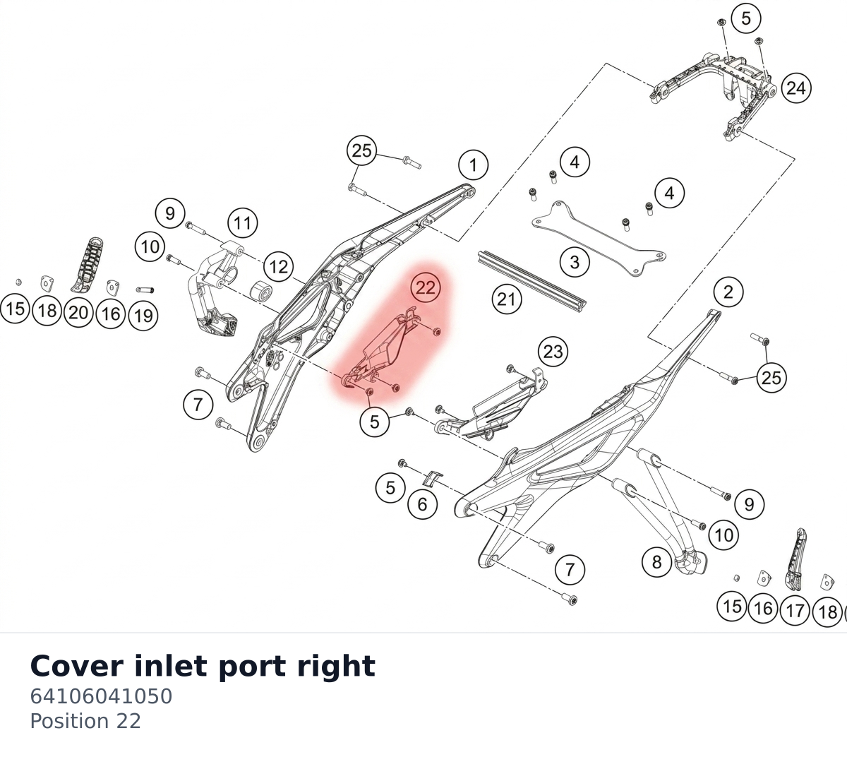 Diagram preview: Cover inlet port right (64106041050)