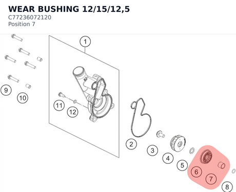 Diagram preview: WEAR BUSHING 12/15/12,5 (C77236072120)