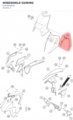 Diagram preview: WINDSHIELD GUIDING (61408008050)