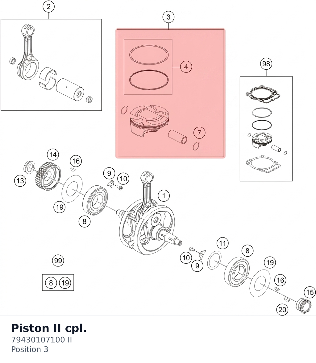 Diagram preview: Piston II cpl. (79430107100 II)