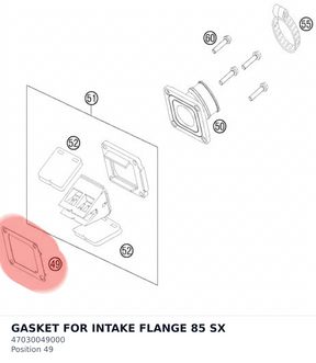 Diagram preview: GASKET FOR INTAKE FLANGE 85 SX (47030049000)