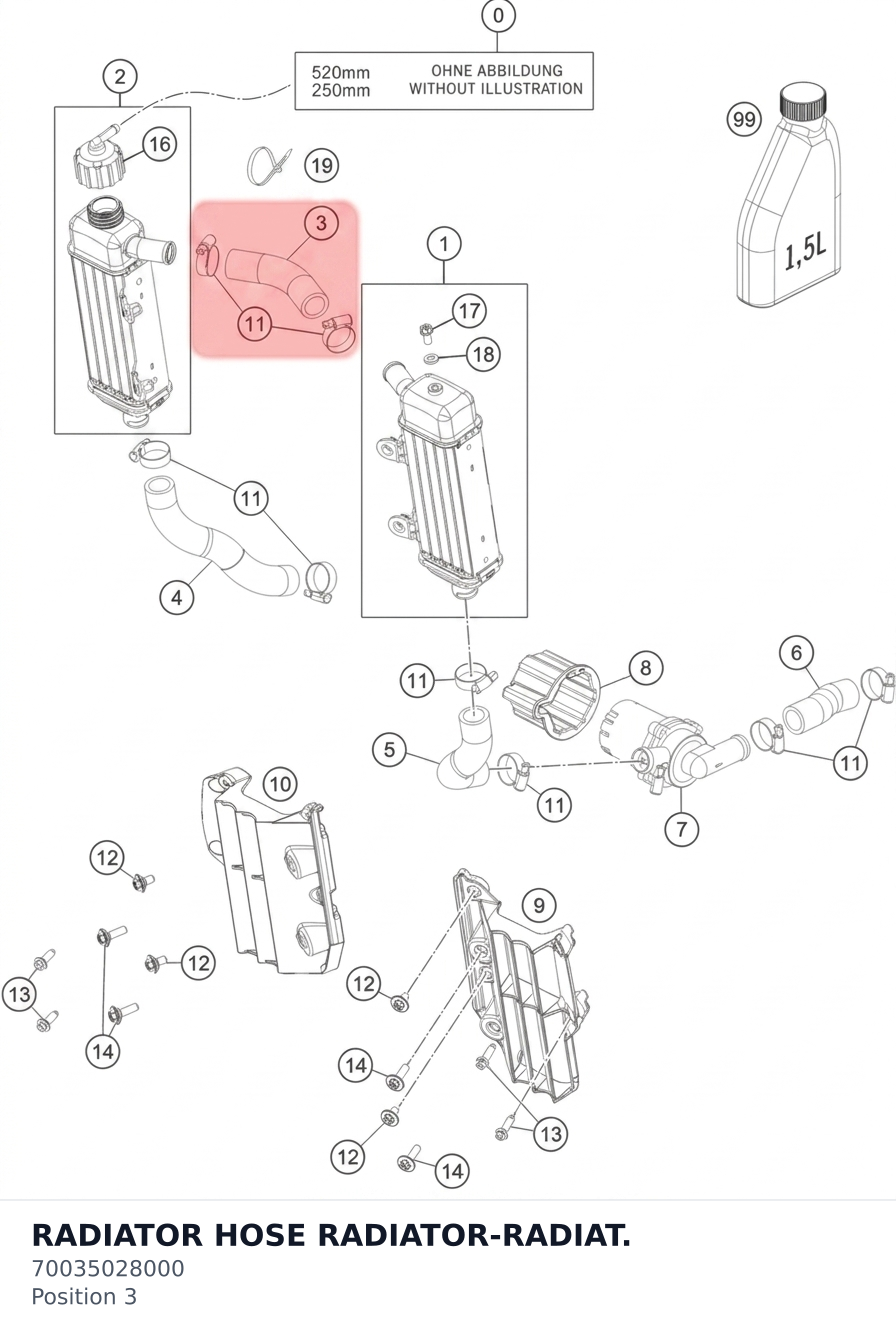 Diagram preview: RADIATOR HOSE RADIATOR-RADIAT. (70035028000)