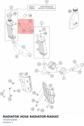 Diagram preview: RADIATOR HOSE RADIATOR-RADIAT. (70035028000)