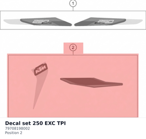 Diagram preview: Decal set 250 EXC TPI (79708198002)