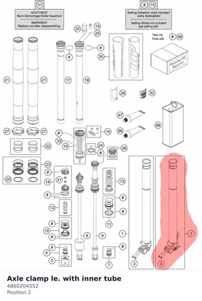 Diagram preview: Axle clamp le. with inner tube (48602045S2)