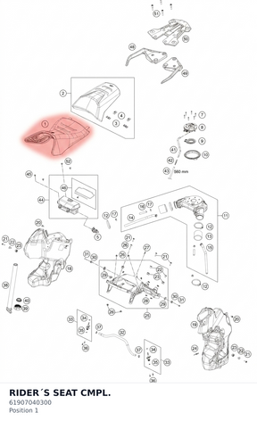 Diagram preview: RIDER´S SEAT CMPL. (61907040300)