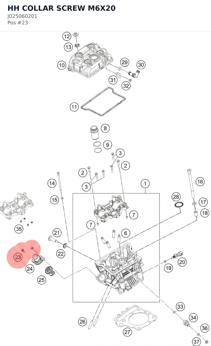 Diagram preview: HH COLLAR SCREW M6X20 (J025060201)