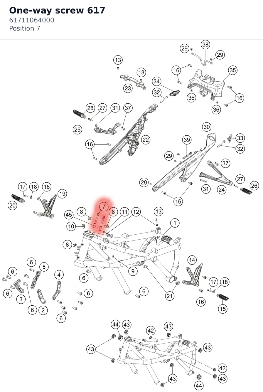 Diagram preview: One-way screw 617 (61711064000)