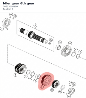 Diagram preview: Idler gear 6th gear (76633006100)