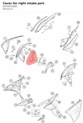 Diagram preview: Cover for right intake port (60708103060)