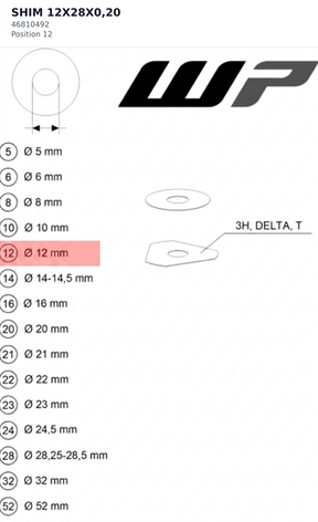 Diagram preview: SHIM 12X28X0,20 (46810492)