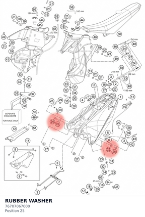 Diagram preview: RUBBER WASHER (76707067000)