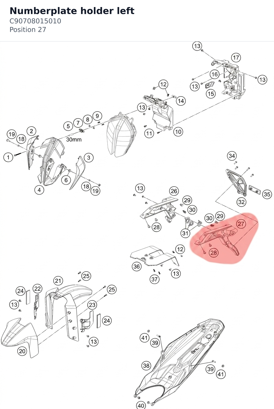 Diagram preview: Numberplate holder left (C90708015010)
