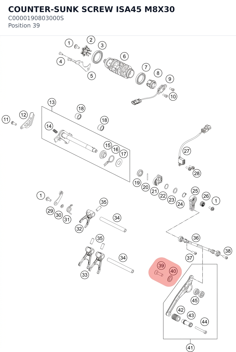 Diagram preview: COUNTER-SUNK SCREW ISA45 M8X30 (C0000190803000S)