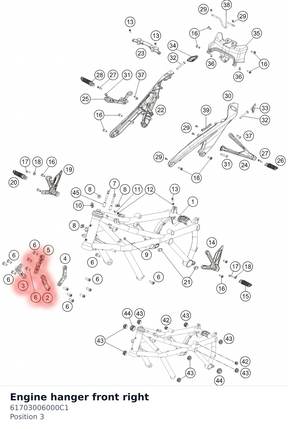 Diagram preview: Engine hanger front right (61703006000C1)