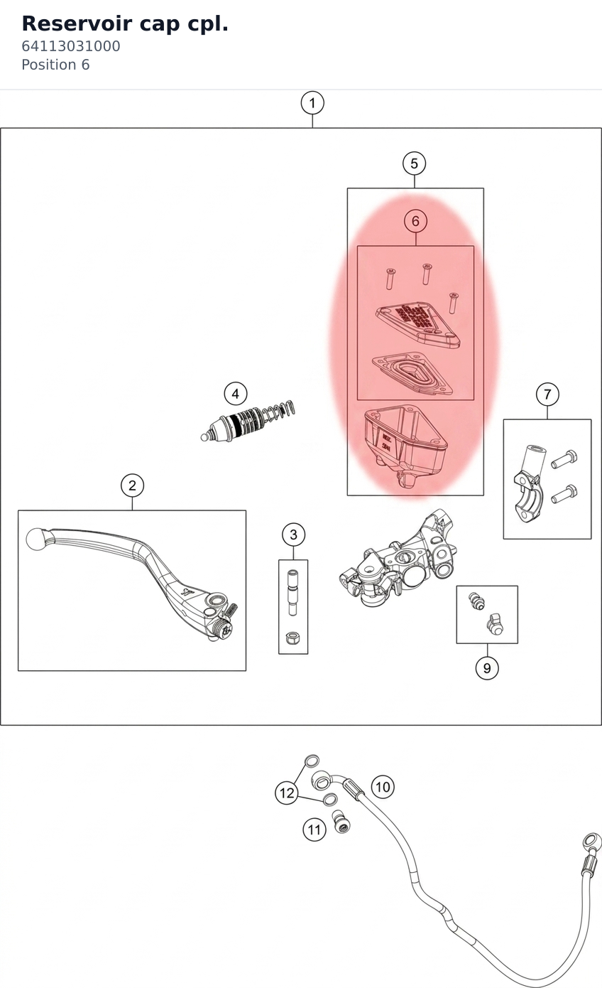 Diagram preview: Reservoir cap cpl. (64113031000)