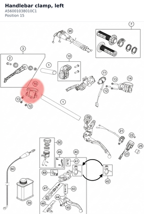 Diagram preview: Handlebar clamp, left (A56001038010C1)