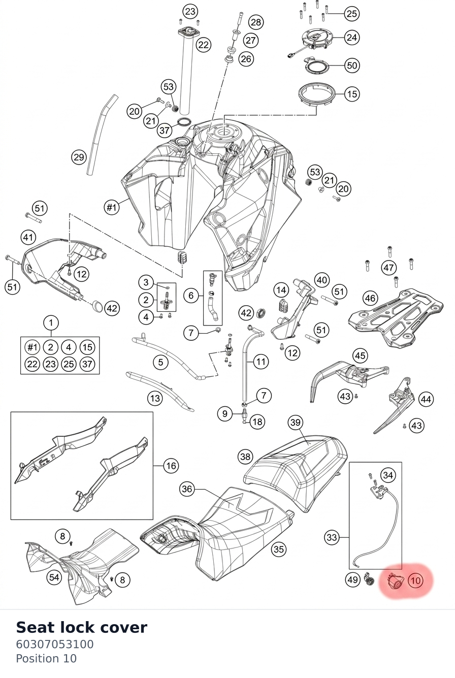 Diagram preview: Seat lock cover (60307053100)