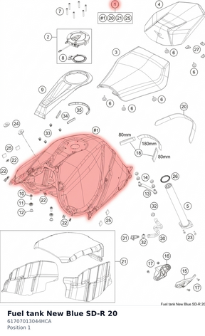 Diagram preview: Fuel tank New Blue SD-R 20 (61707013044HCA)