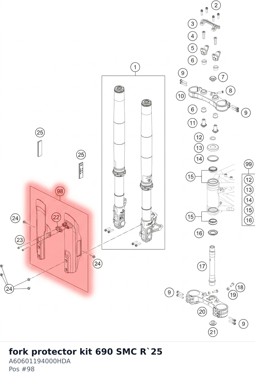 Diagram preview: fork protector kit 690 SMC R`25 (A60601194000HDA)